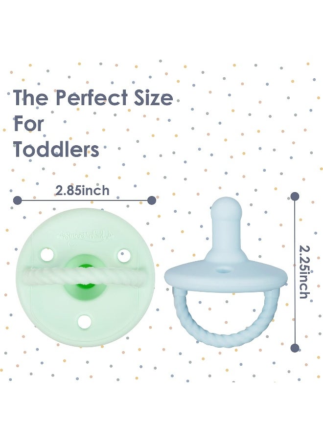 Sweet Child Pacifiers 0-18 Months, Set of 6 Ultra-Light Silicone Binkies with Collapsible Handle & 3 Air Holes for Added Safety, Best Newborn Pacifiers for Baby Boys Or Girls