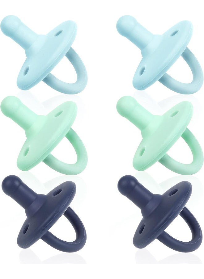 Sweet Child Pacifiers 0-18 Months, Set of 6 Ultra-Light Silicone Binkies with Collapsible Handle & 3 Air Holes for Added Safety, Best Newborn Pacifiers for Baby Boys Or Girls