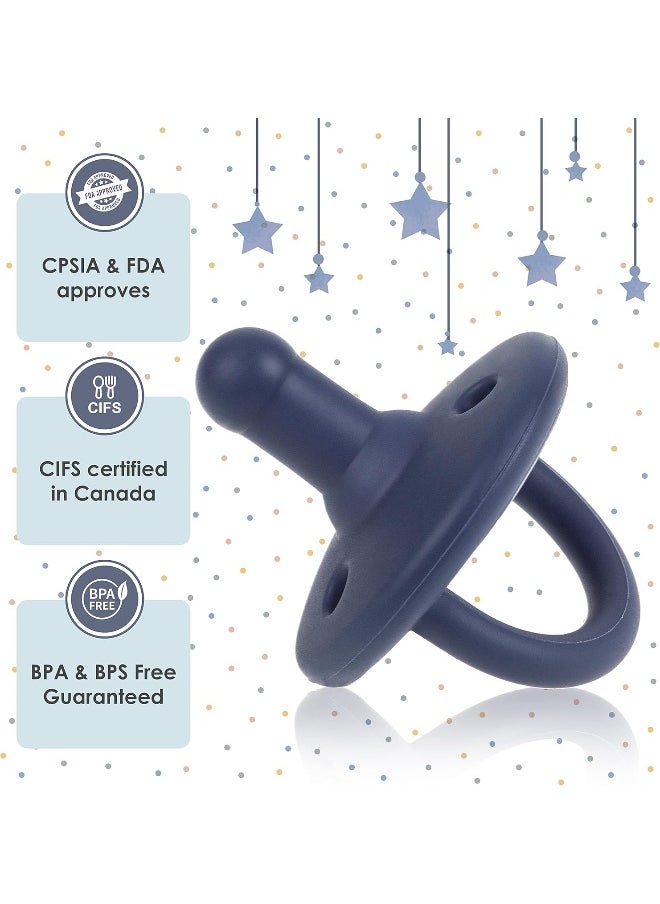 Sweet Child Pacifiers 0-18 Months, Set of 6 Ultra-Light Silicone Binkies with Collapsible Handle & 3 Air Holes for Added Safety, Best Newborn Pacifiers for Baby Boys Or Girls