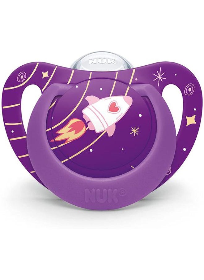 Nuk Orthodontic Pacifier, Space Girl, 6-18 Months, 4pk
