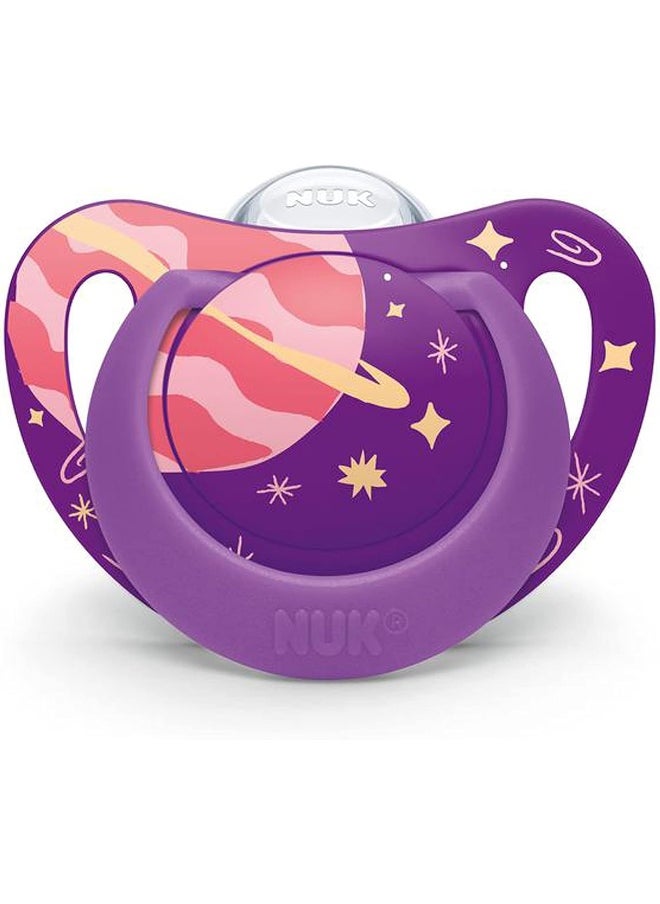 Nuk Orthodontic Pacifier, Space Girl, 6-18 Months, 4pk