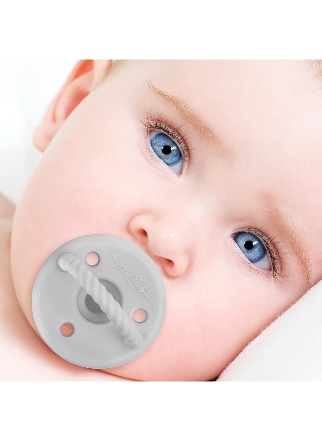 Sweet Child Pacifiers 0-18 Months, Set of 6 Ultra-Light Silicone Binkies with Collapsible Handle & 3 Air Holes for Added Safety, Best Newborn Pacifiers for Baby Boys Or Girls