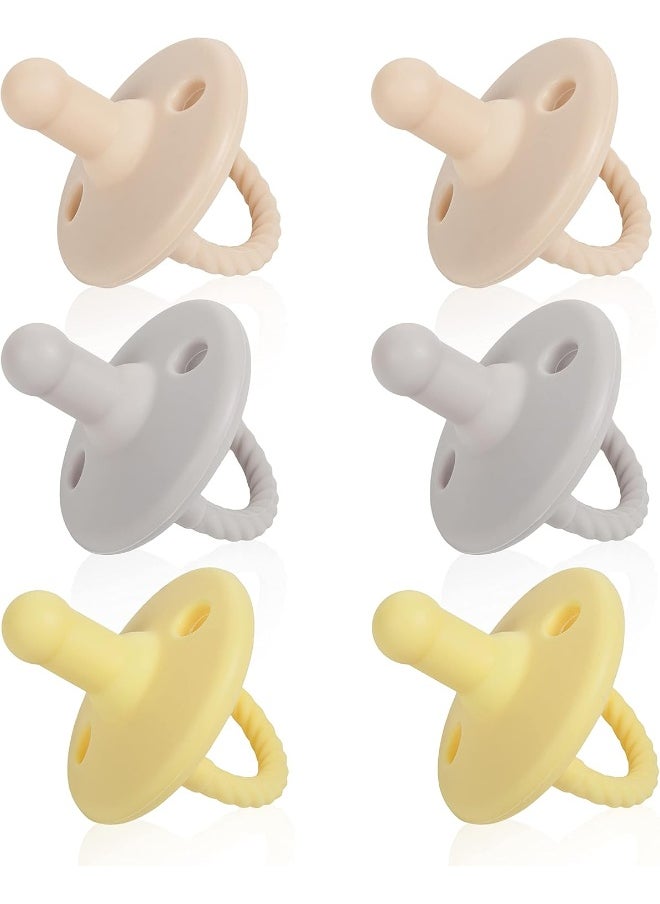 Sweet Child Pacifiers 0-18 Months, Set of 6 Ultra-Light Silicone Binkies with Collapsible Handle & 3 Air Holes for Added Safety, Best Newborn Pacifiers for Baby Boys Or Girls