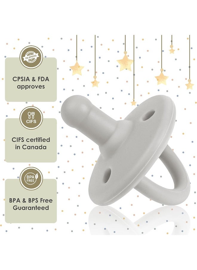 Sweet Child Pacifiers 0-18 Months, Set of 6 Ultra-Light Silicone Binkies with Collapsible Handle & 3 Air Holes for Added Safety, Best Newborn Pacifiers for Baby Boys Or Girls