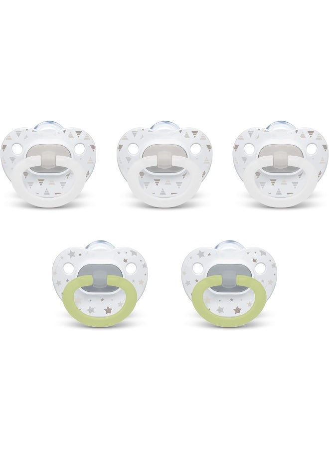 NUK Orthodontic Pacifiers, 0-6 Months, Timeless Collection, 5 Pack