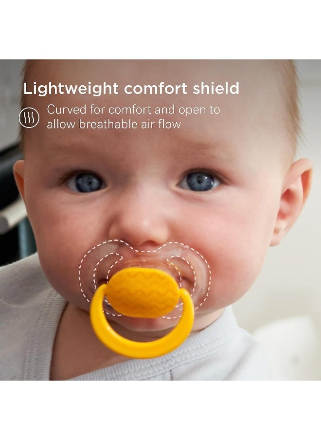 Smilo Baby Pacifier - 3 Pack of Slimline Pacifiers for Babies - Stage 3 for Babies 9+ Months - 100% Silicone Newborn Pacifiers BPA Free - Glow in The Dark - Winter Edition