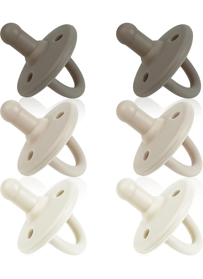 Sweet Child Pacifiers 0-18 Months, Set of 6 Ultra-Light Silicone Binkies with Collapsible Handle & 3 Air Holes for Added Safety, Best Newborn Pacifiers for Baby Boys Or Girls