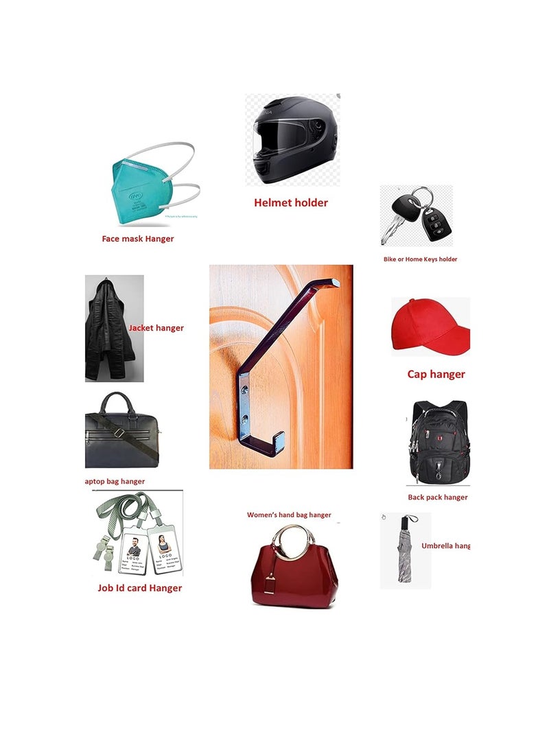 Brahmaji Helmet Holder Cum Keys Jacket Hook Wall mountable Laptop Bag mask Umbrella Helmet Multipurpose Organizer Hook Special Edition Extra Safe 2025 Model Pack of 3 Black