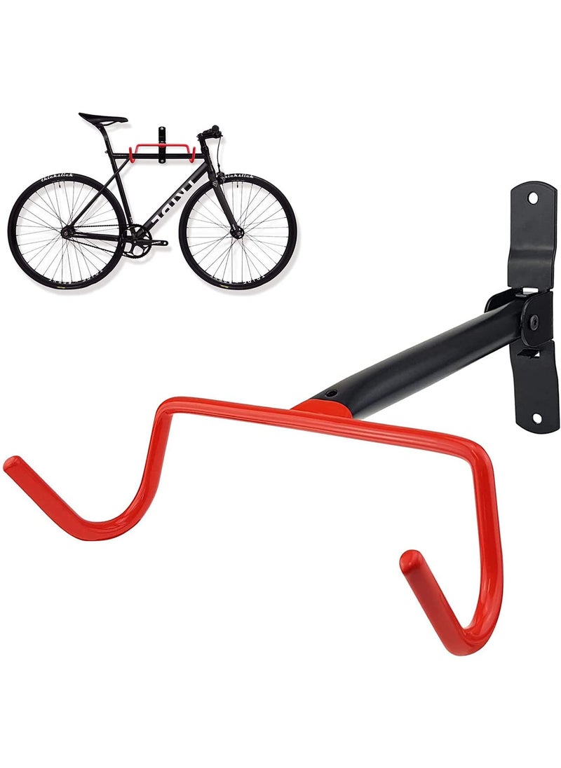 Linist Bicycle Bracket Wall Mounts Folding Rack Storage Dual Hooks Bicycle Wall Mount Stand Hanger Horizontal Hanging MetalStone