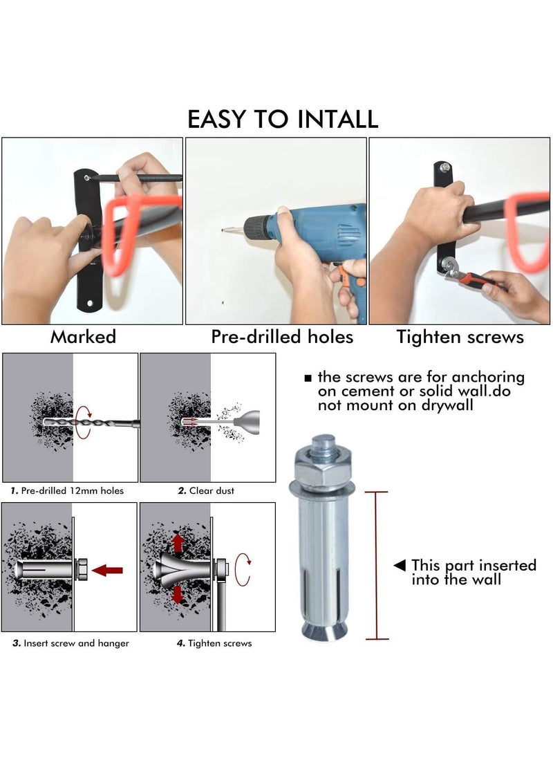 Linist Bicycle Bracket Wall Mounts Folding Rack Storage Dual Hooks Bicycle Wall Mount Stand Hanger Horizontal Hanging MetalStone