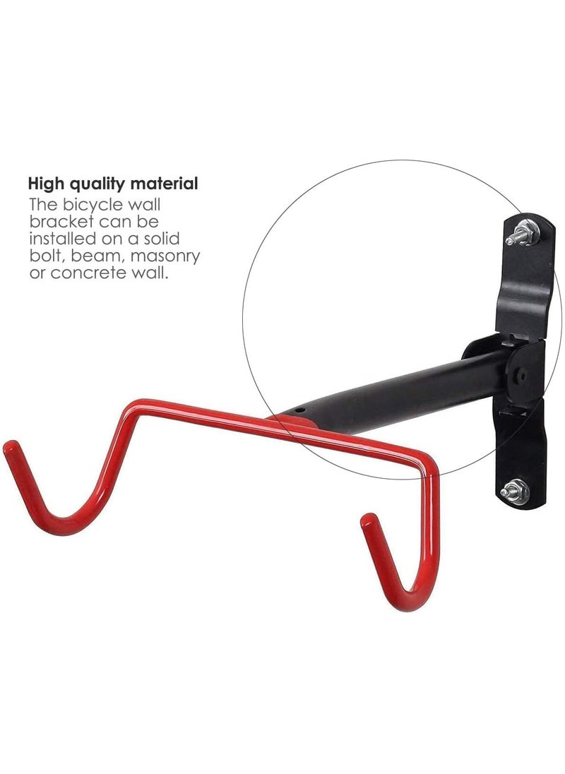 Linist Bicycle Bracket Wall Mounts Folding Rack Storage Dual Hooks Bicycle Wall Mount Stand Hanger Horizontal Hanging MetalStone