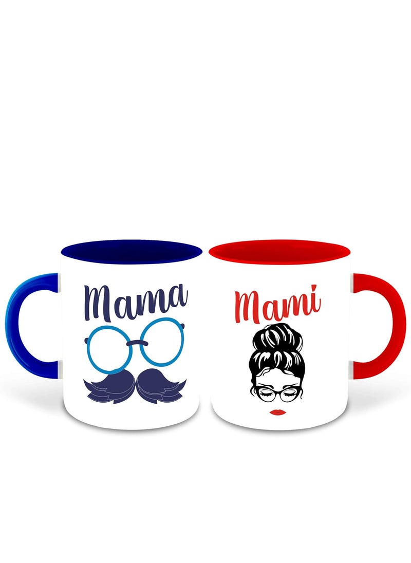 DecorVecor Mama and Mami Set of 2 Coffee Mug Couple Quotes Gift Mug Set Mama and Mami 3