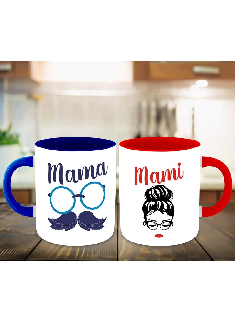 DecorVecor Mama and Mami Set of 2 Coffee Mug Couple Quotes Gift Mug Set Mama and Mami 3