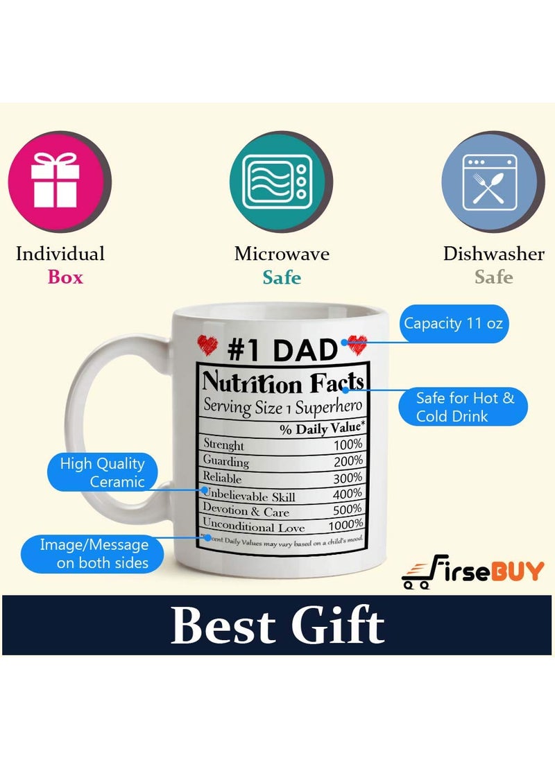 FirseBUY Mom and Dad Funny Nutrition Facts Coffee Mugs White Set of 2 11oz