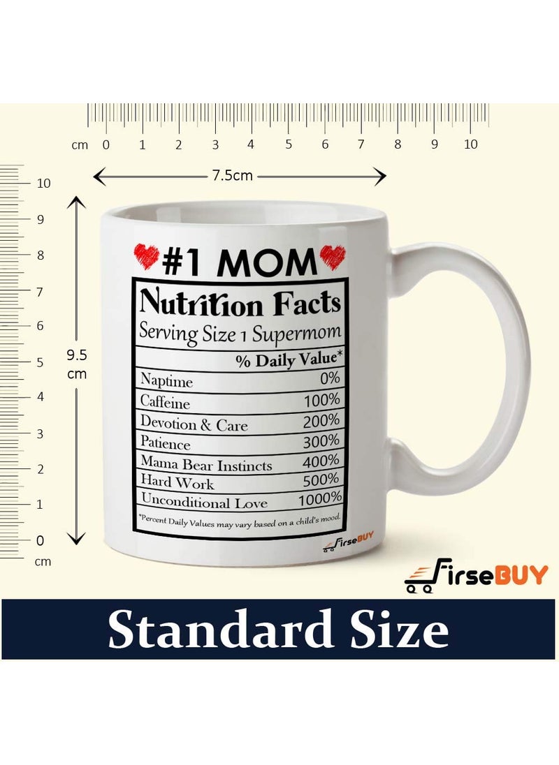 FirseBUY Mom and Dad Funny Nutrition Facts Coffee Mugs White Set of 2 11oz