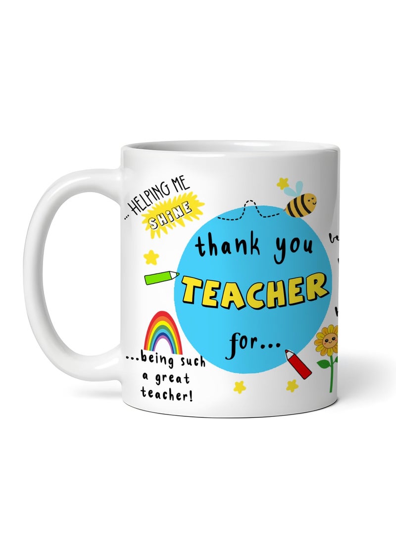 DAYS Thank You Teacher Mug Best Teacher Gift Gift for Mentor Gift for School Teacher by Students Ceramic 325ml Coffee Mug Teacher Appreciation Mug 11 oz Ceramic Gift for Educators Pack of 4