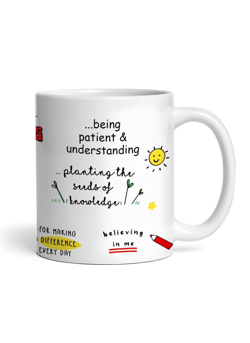 DAYS Thank You Teacher Mug Best Teacher Gift Gift for Mentor Gift for School Teacher by Students Ceramic 325ml Coffee Mug Teacher Appreciation Mug 11 oz Ceramic Gift for Educators Pack of 4