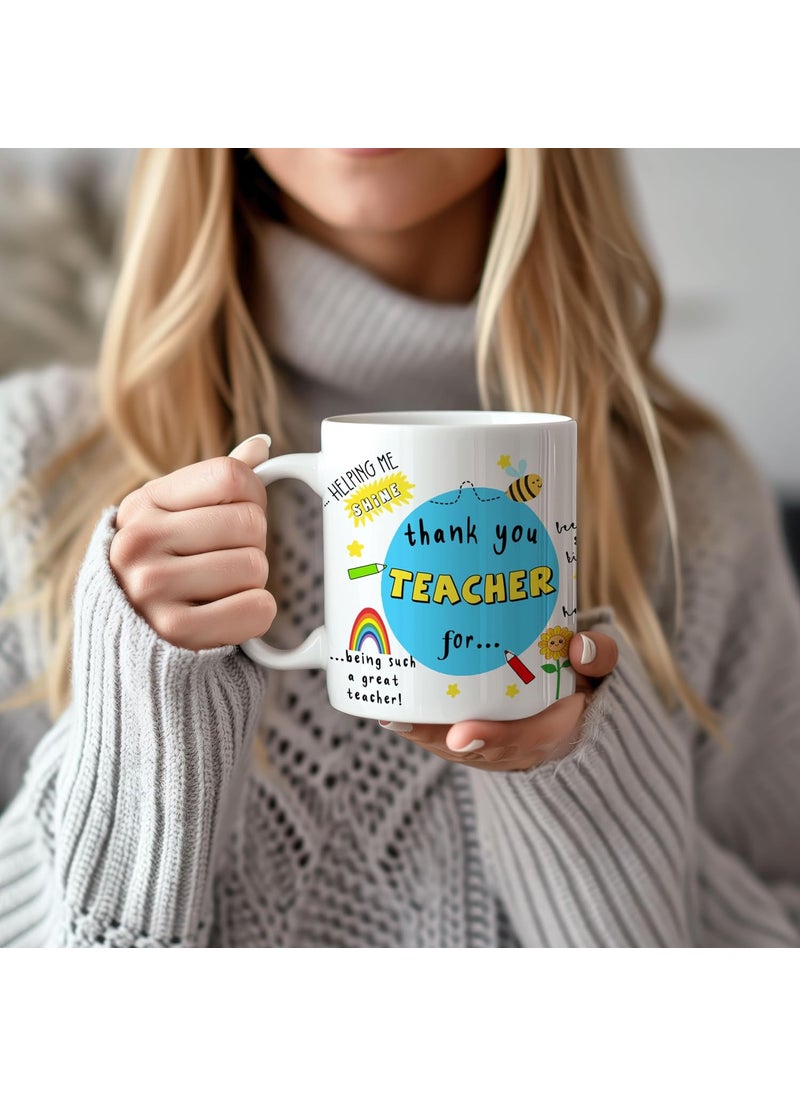 DAYS Thank You Teacher Mug Best Teacher Gift Gift for Mentor Gift for School Teacher by Students Ceramic 325ml Coffee Mug Teacher Appreciation Mug 11 oz Ceramic Gift for Educators Pack of 4