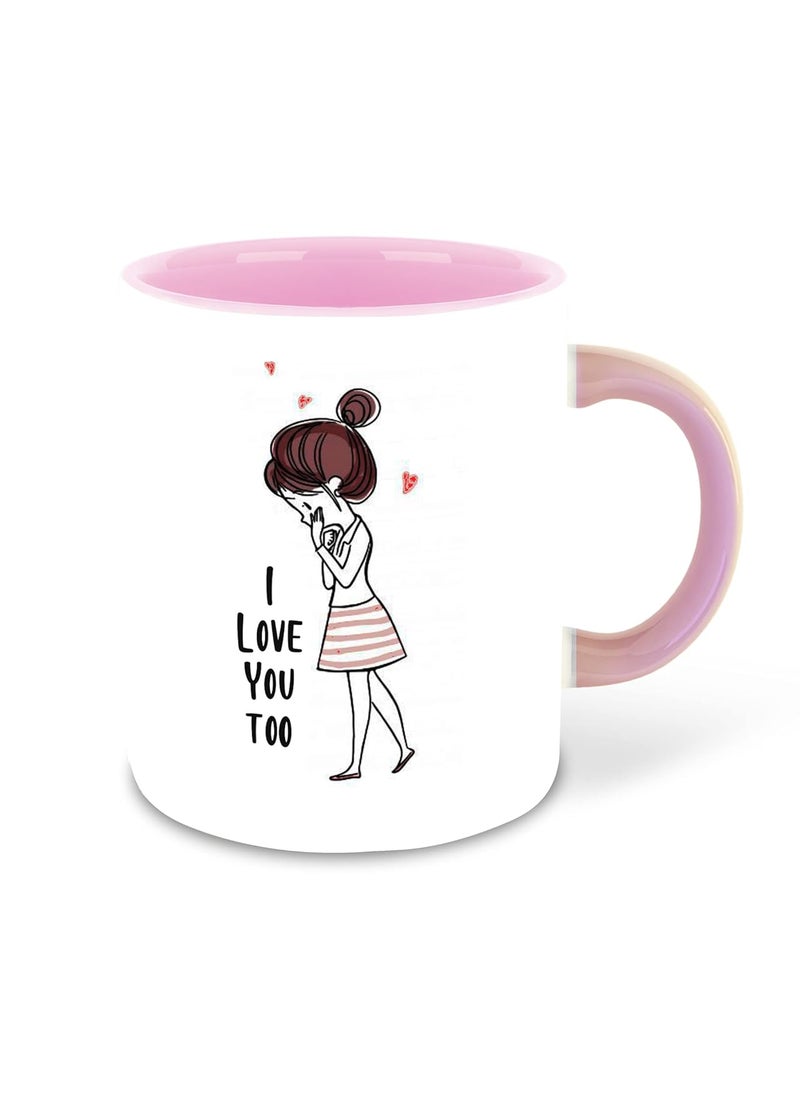 DecorVecor Couple Inspired Black and Pink Inner Colour Set of 2 Printed Ceramic Coffee Mug Gift for Boyfriend Gift for Girlfriend Best Gift for Couple Valentine Gifts Design 1