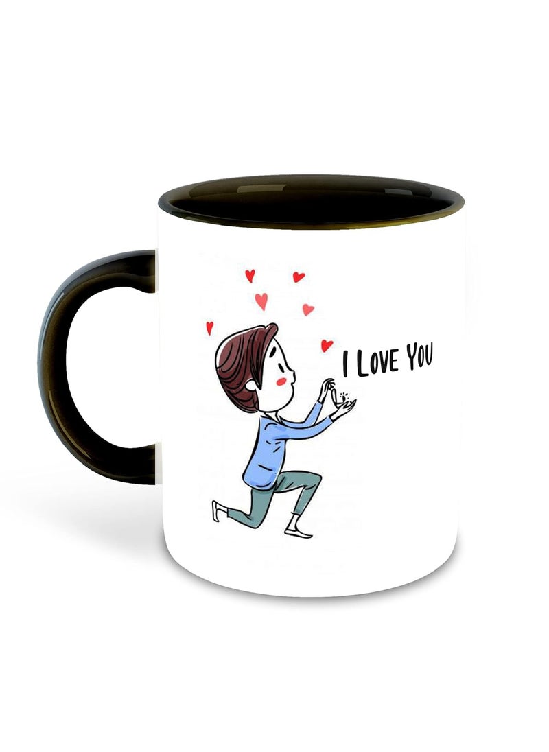 DecorVecor Couple Inspired Black and Pink Inner Colour Set of 2 Printed Ceramic Coffee Mug Gift for Boyfriend Gift for Girlfriend Best Gift for Couple Valentine Gifts Design 1