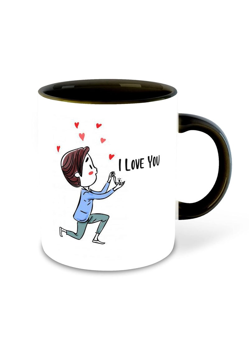 DecorVecor Couple Inspired Black and Pink Inner Colour Set of 2 Printed Ceramic Coffee Mug Gift for Boyfriend Gift for Girlfriend Best Gift for Couple Valentine Gifts Design 1