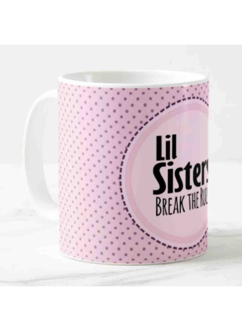 Designer Unicorn Printed Ceramic Coffee Mugs Big Sisters Make The RulesLil Sisters Break The Rules Set of 2 White Mugs