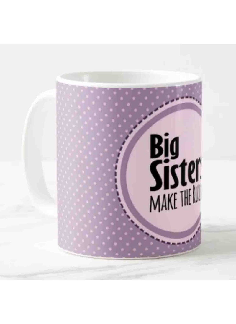 Designer Unicorn Printed Ceramic Coffee Mugs Big Sisters Make The RulesLil Sisters Break The Rules Set of 2 White Mugs