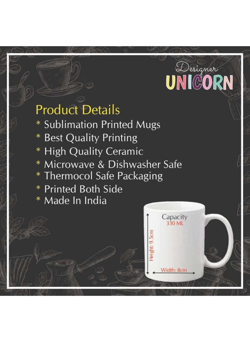 Designer Unicorn Printed Ceramic Coffee Mugs Big Sisters Make The RulesLil Sisters Break The Rules Set of 2 White Mugs