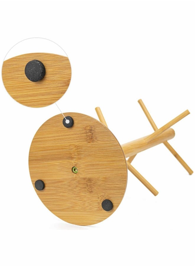 Bamboo Mug Holder Tree, 2 Pack Bamboo Mug Rack with 6 Hooks