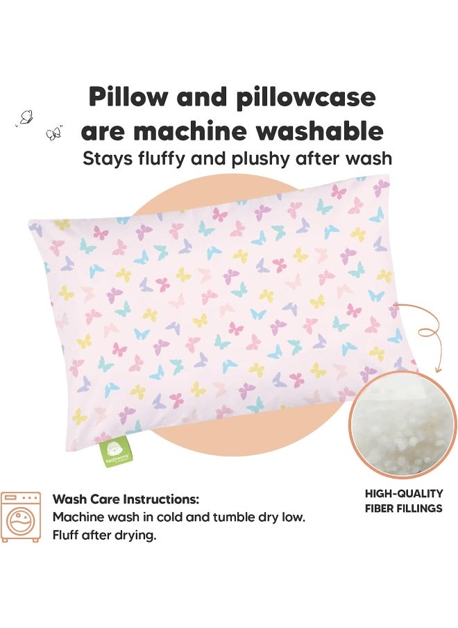 KeaBabies Toddler Pillow with Pillowcase - My Little Dreamy Pillow - Organic Cotton Toddler Pillows for Sleeping, Kids Pillow, Travel Pillows for Sleeping, Mini Pillow, Toddler Bed Pillows (Flutter)
