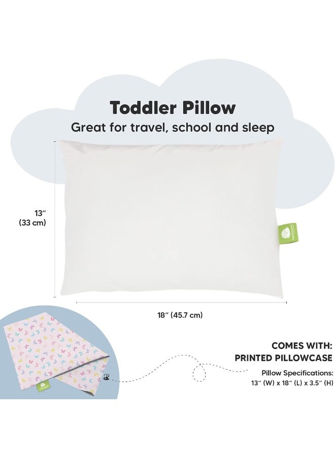 KeaBabies Toddler Pillow with Pillowcase - My Little Dreamy Pillow - Organic Cotton Toddler Pillows for Sleeping, Kids Pillow, Travel Pillows for Sleeping, Mini Pillow, Toddler Bed Pillows (Flutter)