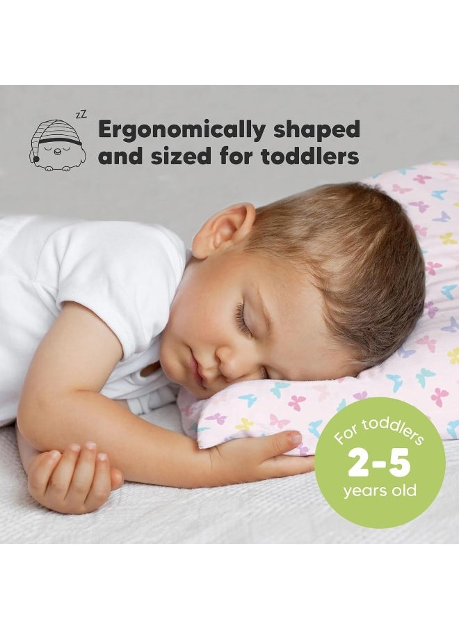 KeaBabies Toddler Pillow with Pillowcase - My Little Dreamy Pillow - Organic Cotton Toddler Pillows for Sleeping, Kids Pillow, Travel Pillows for Sleeping, Mini Pillow, Toddler Bed Pillows (Flutter)