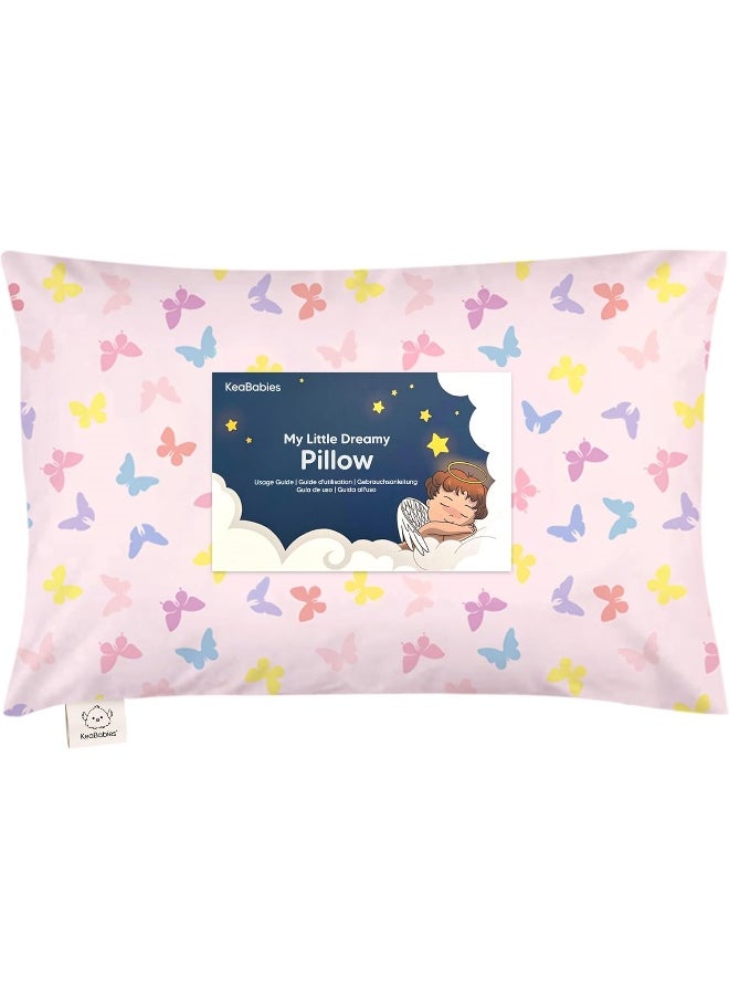 KeaBabies Toddler Pillow with Pillowcase - My Little Dreamy Pillow - Organic Cotton Toddler Pillows for Sleeping, Kids Pillow, Travel Pillows for Sleeping, Mini Pillow, Toddler Bed Pillows (Flutter)