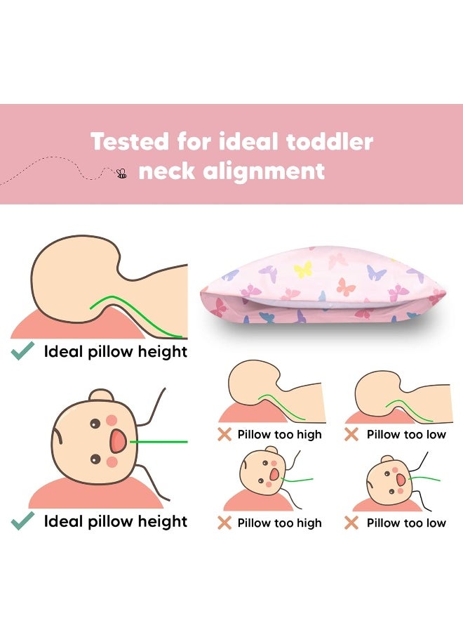 KeaBabies Toddler Pillow with Pillowcase - My Little Dreamy Pillow - Organic Cotton Toddler Pillows for Sleeping, Kids Pillow, Travel Pillows for Sleeping, Mini Pillow, Toddler Bed Pillows (Flutter)