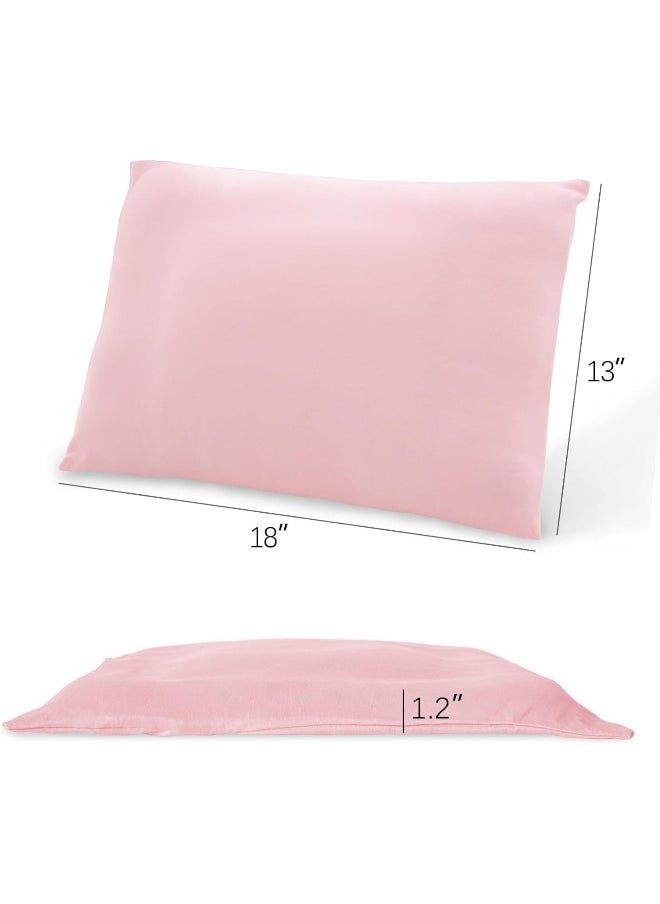 Biloban Toddler Pillow 2 Pack with Pillowcase (13 x 18), Cotton Kid Pillow for Sleeping, Machine Washable Soft Travel Pillow, Toddler Use Only, Age 2 to 5 (Gray & Pink)