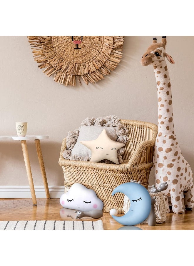 Chunful 3 Pcs Children Moon Star Cloud Cushion Soft Plush Cloud Shaped Pillow Stuffed Stars and Moon Nursery Decor Home Decor for Bedroom Crib Party Supplies