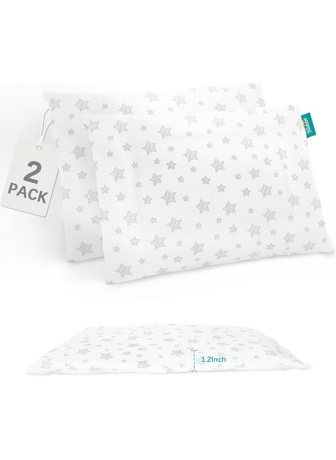 Biloban 2 Pack Small Pillow with Pillowcase (13 x 18), Child Pillow for Sleeping, Machine Washable Soft Travel Pillow, Gray Star