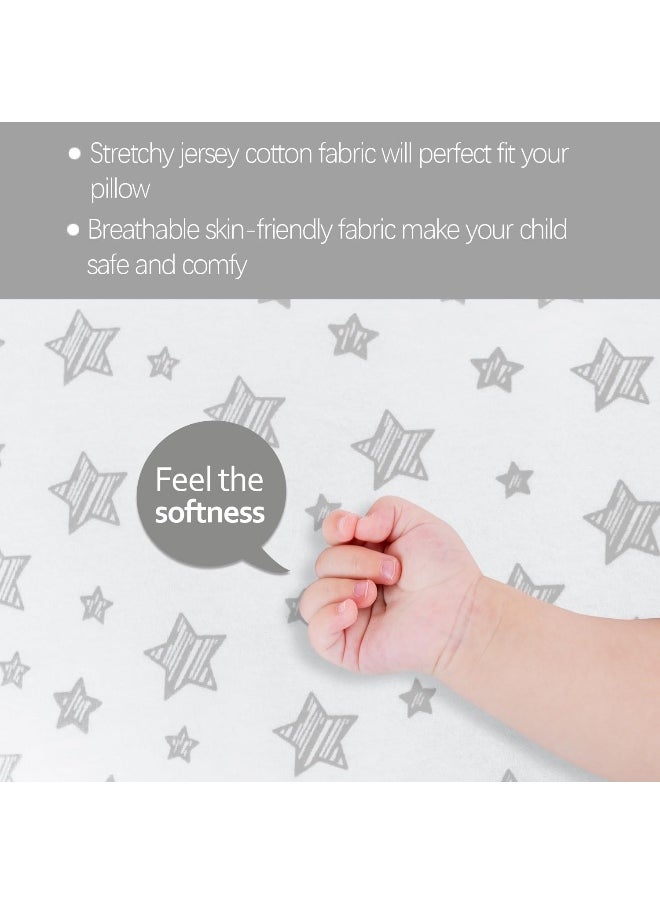 Biloban 2 Pack Small Pillow with Pillowcase (13 x 18), Child Pillow for Sleeping, Machine Washable Soft Travel Pillow, Gray Star