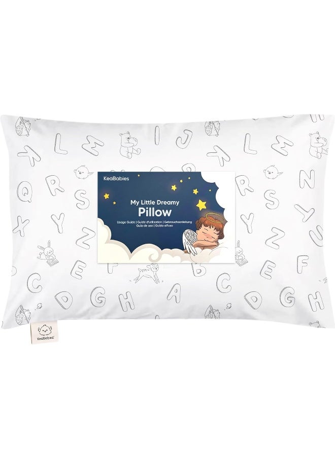 Toddler Pillow with Pillowcase - 13x18 My Little Dreamy Pillow - Organic Cotton Toddler Pillows for Sleeping, Kids Pillow, Travel Pillows for Sleeping, Mini Pillow, Toddler Bed Pillows (ABC Land)