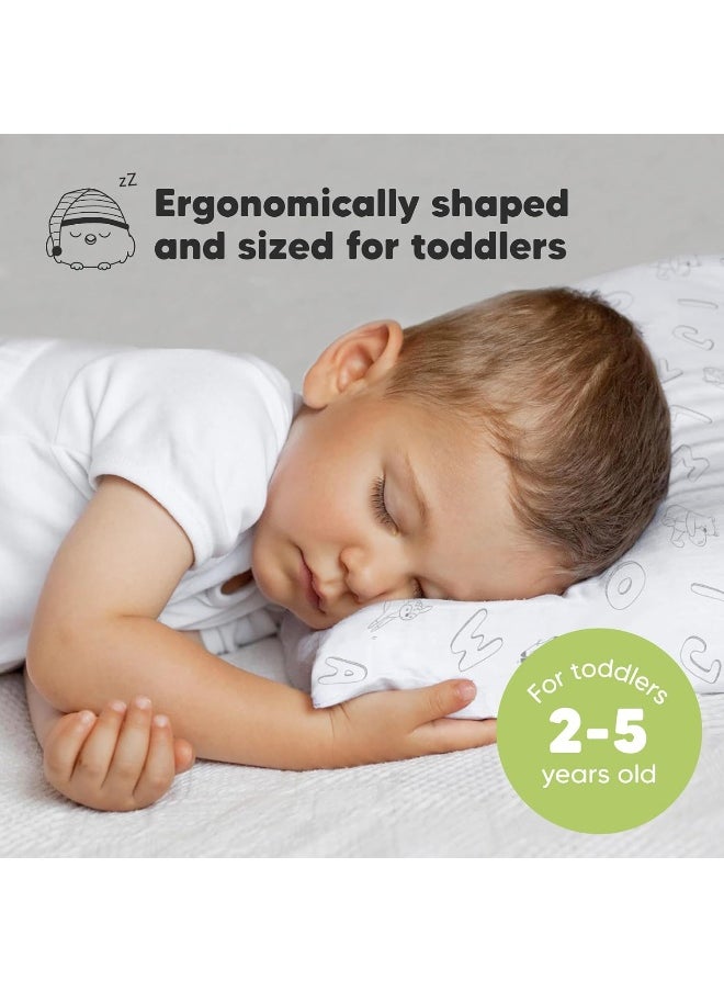 Toddler Pillow with Pillowcase - 13x18 My Little Dreamy Pillow - Organic Cotton Toddler Pillows for Sleeping, Kids Pillow, Travel Pillows for Sleeping, Mini Pillow, Toddler Bed Pillows (ABC Land)