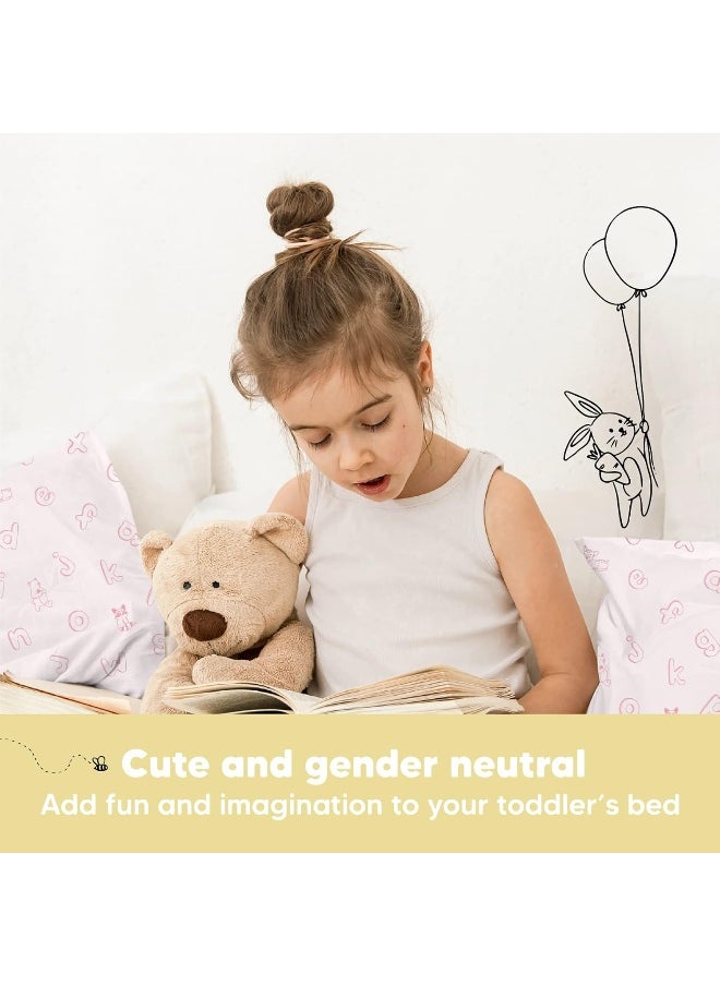 My Little Dreamy Toddler Pillow with Pillowcase - 13x18 Organic Cotton, for Sleeping, Kids, Travel, Mini, Nursery, Bed (ABC Land Rose)