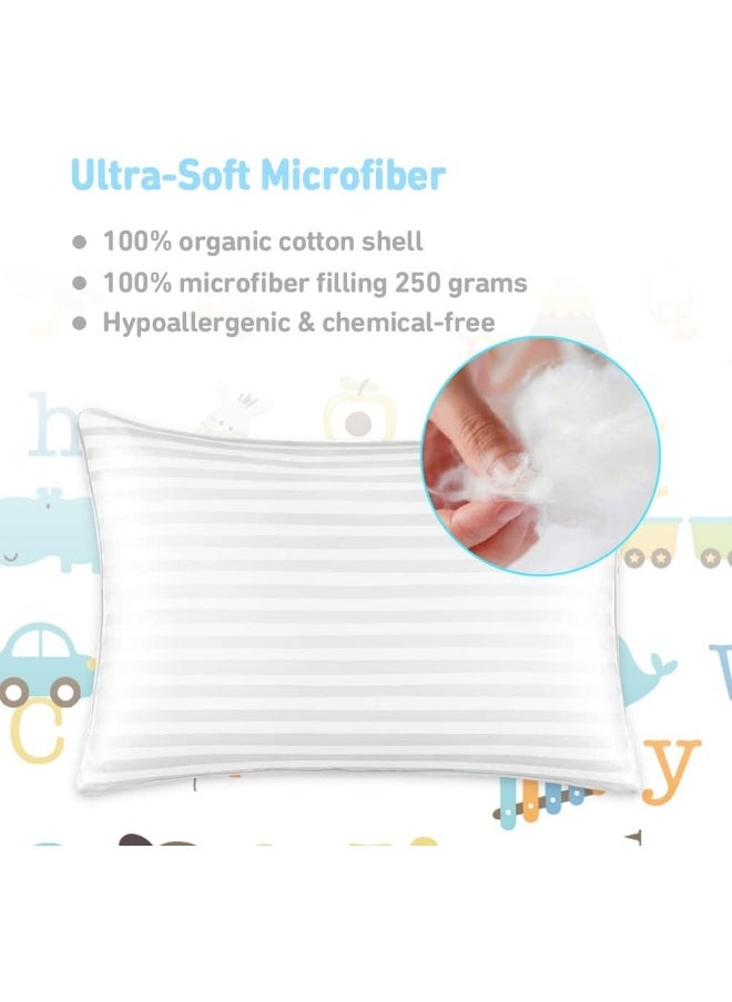Babebay Toddler Pillow, 13x18 Toddler Pillows for Sleeping, Machine Washable Kids Pillow with Soft Cotton Pillowcase, 1 Pack
