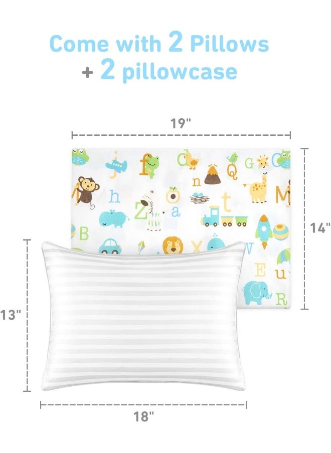 Babebay Toddler Pillow, 13x18 Toddler Pillows for Sleeping, Machine Washable Kids Pillow with Soft Cotton Pillowcase, 1 Pack