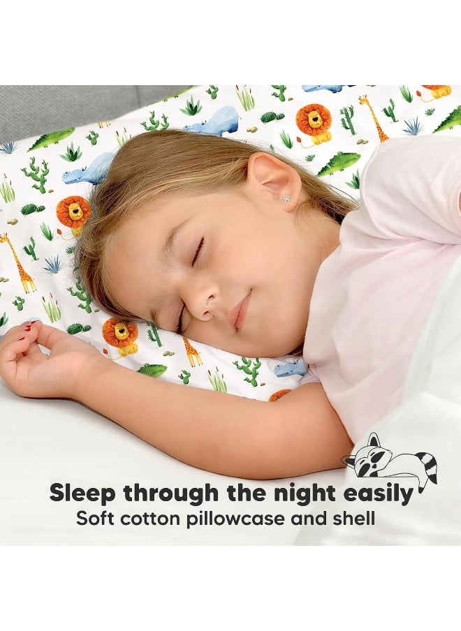 KeaBabies Toddler Pillow Pillowcase - 13x18 My Little Dreamy Organic Cotton Pillows Sleeping, Pillow, Travel Mini Bed (Zoo)