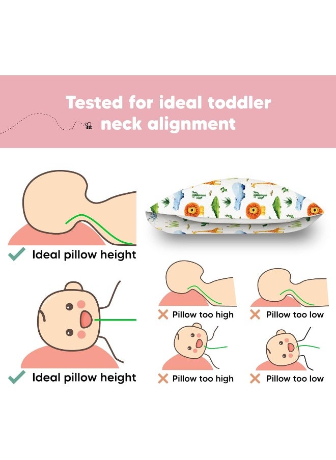 KeaBabies Toddler Pillow Pillowcase - 13x18 My Little Dreamy Organic Cotton Pillows Sleeping, Pillow, Travel Mini Bed (Zoo)