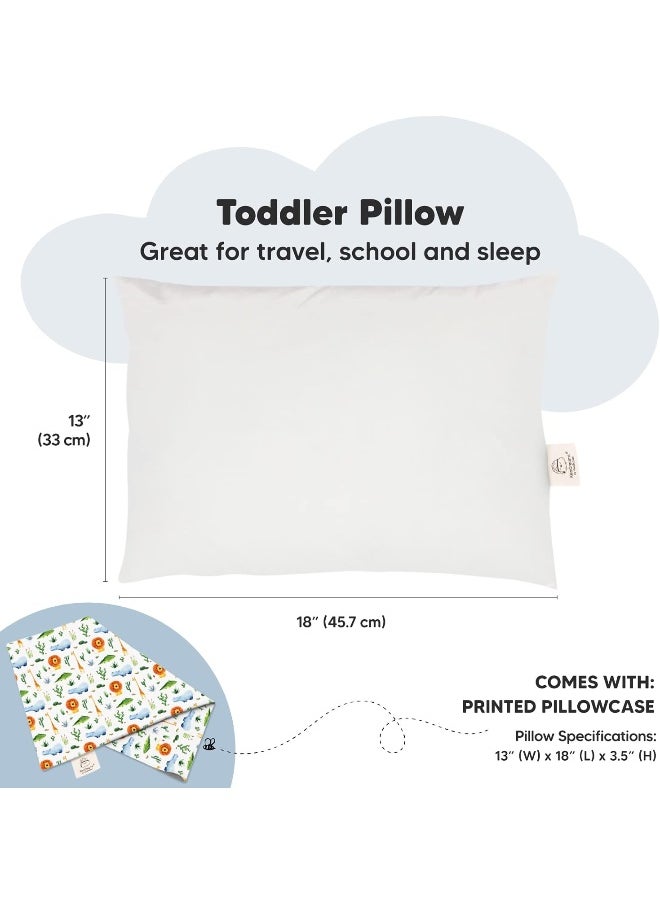 KeaBabies Toddler Pillow Pillowcase - 13x18 My Little Dreamy Organic Cotton Pillows Sleeping, Pillow, Travel Mini Bed (Zoo)
