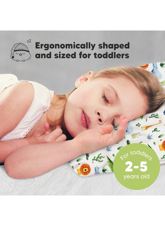 KeaBabies Toddler Pillow Pillowcase - 13x18 My Little Dreamy Organic Cotton Pillows Sleeping, Pillow, Travel Mini Bed (Zoo)