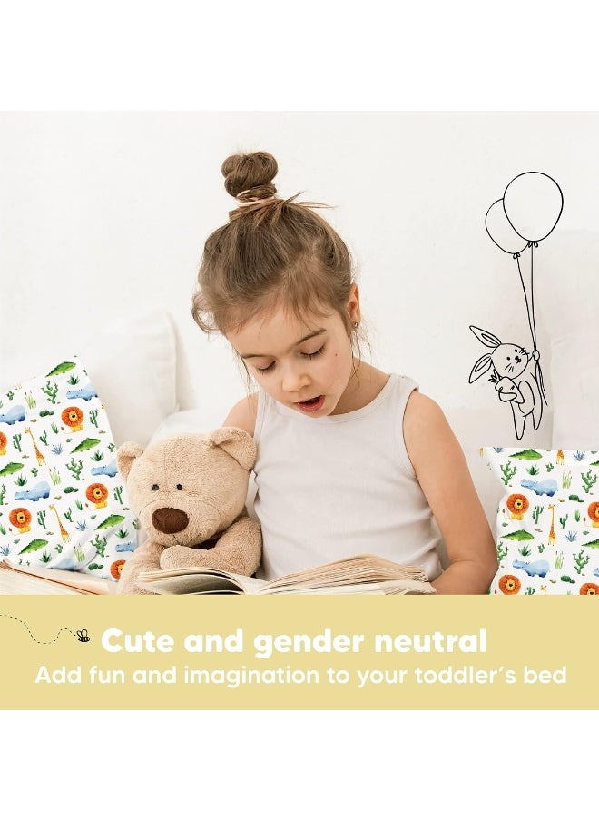 KeaBabies Toddler Pillow Pillowcase - 13x18 My Little Dreamy Organic Cotton Pillows Sleeping, Pillow, Travel Mini Bed (Zoo)