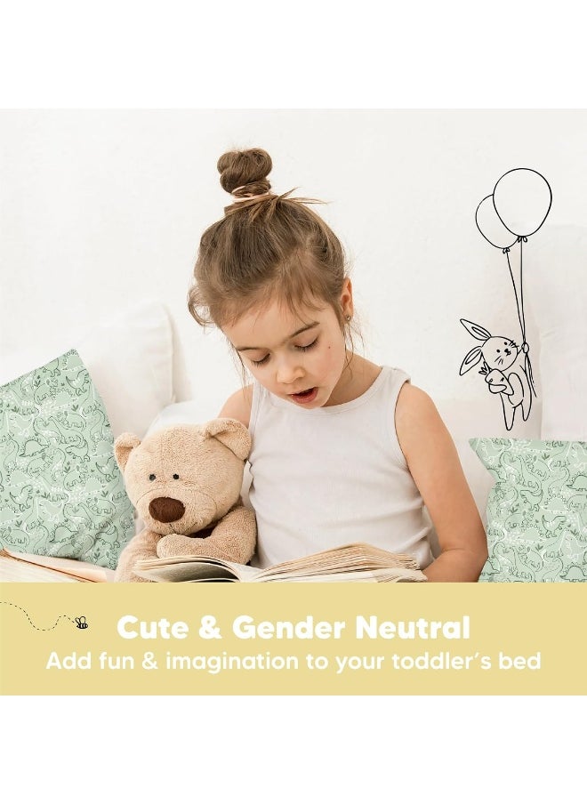 Toddler Pillow with Pillowcase - 13x18 My Little Dreamy Kids Travel Bed Pillows for Sleeping, Organic Cotton Small Pillowcase, Soft & Breathable, Machine Washable, Toddlers 2-5 Years Old (DinoDood)