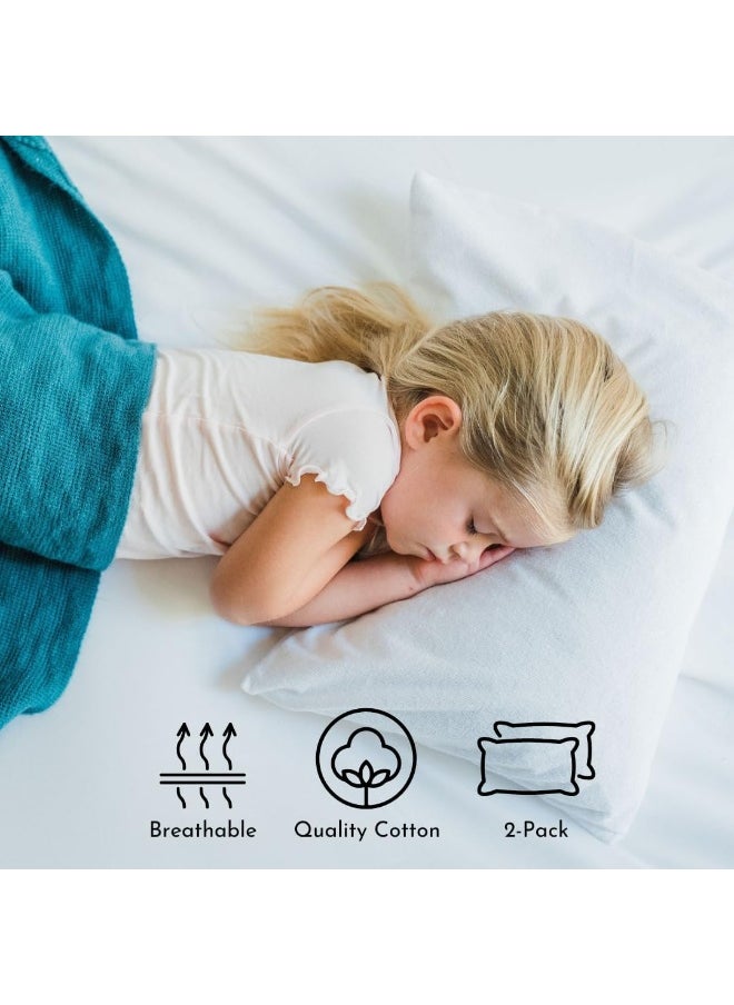 Little Sleepy Head Toddler Pillow - 13x18 Soft Hypoallergenic Toddler Pillows for Sleeping, Best Kids Pillow for Better Neck Support, Better Naps in Bed, a Crib, or at Preschool! (2-Pack)